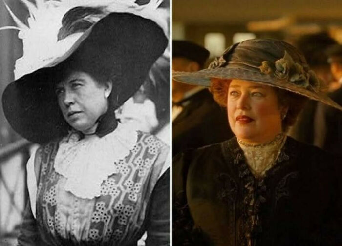Photos comparing a historical woman and her portrayal in a recent film about history