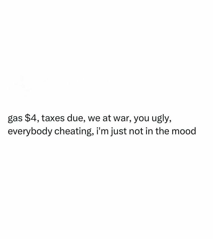 Text meme about stress from gas prices and cheating with random ridiculous memes