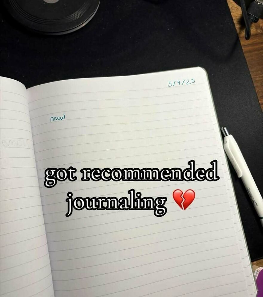 Open blank journal page with caption about recommended journaling