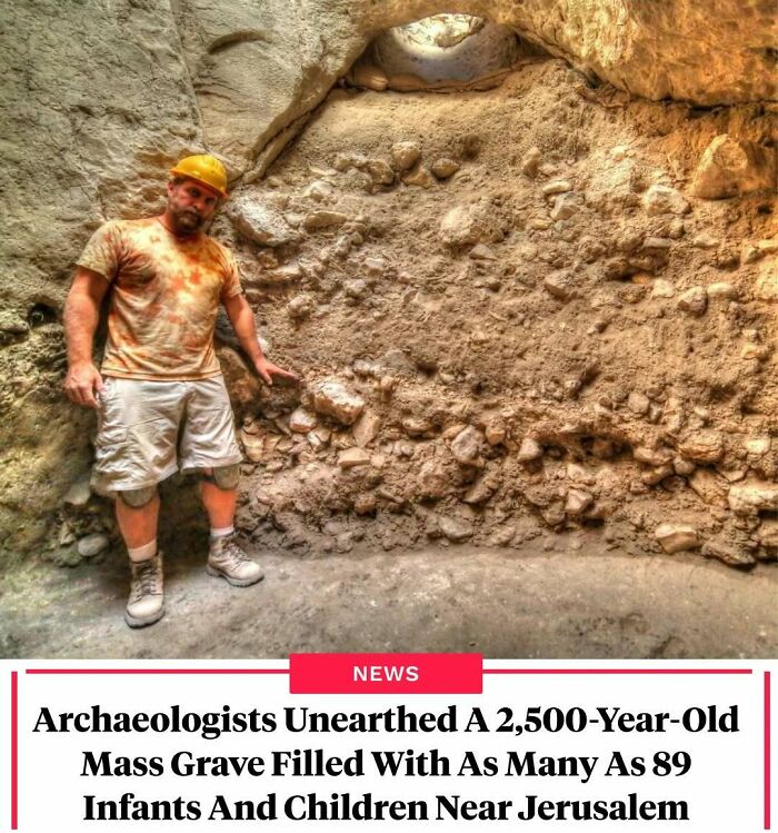 Archaeologist beside a 2500-year-old mass grave near Jerusalem