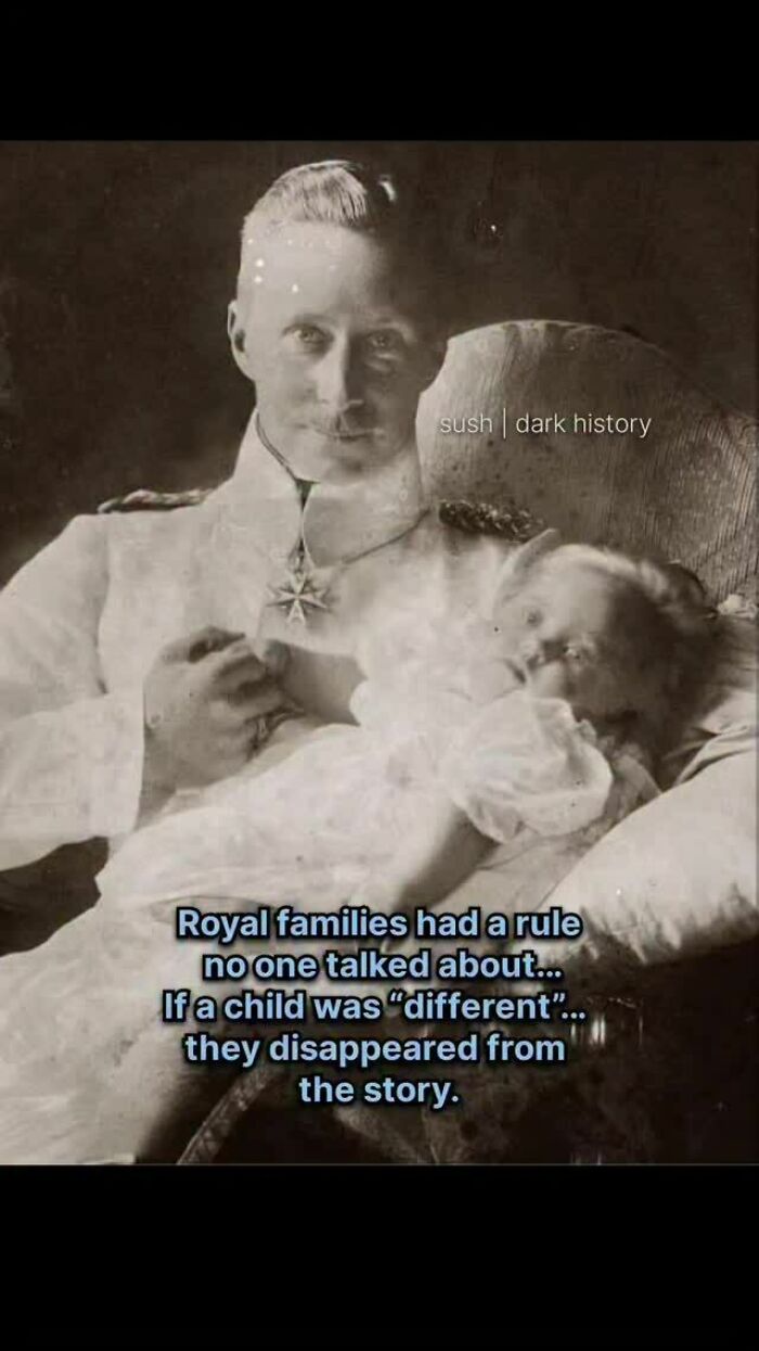Vintage photo of a royal man holding a child referencing horrifying creepy historical facts about royal families