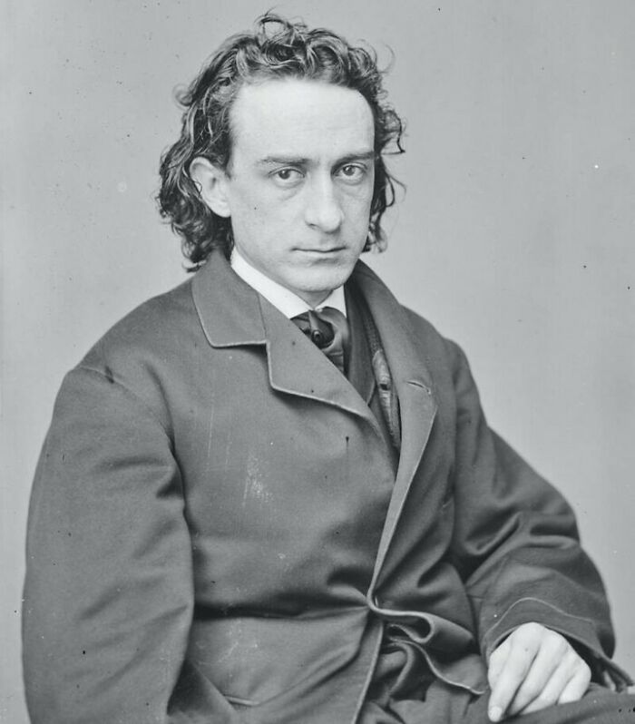 Black and white portrait of a serious historical figure from the 19th century