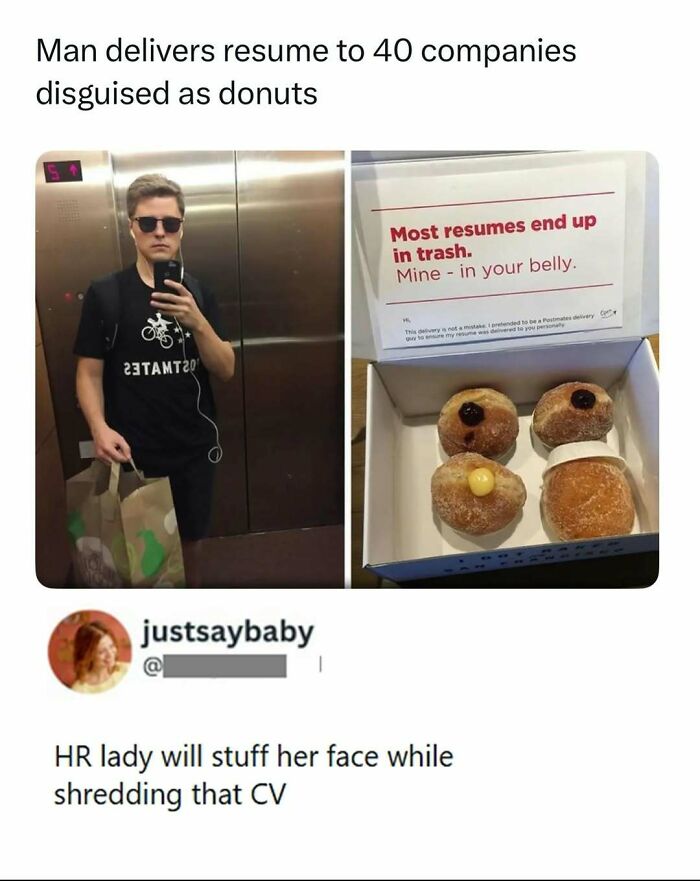 Man delivers resumes disguised as donuts in savage and clever comments