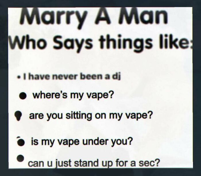 List of humorous vape-related sayings to marry a man who says them