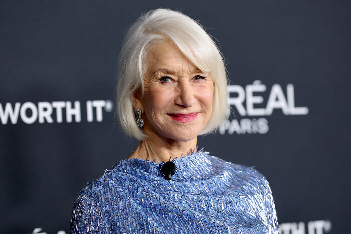 Actress Helen Mirren smiling at L'Oréal event Actress Helen Mirren smiling at L'Oréal event
