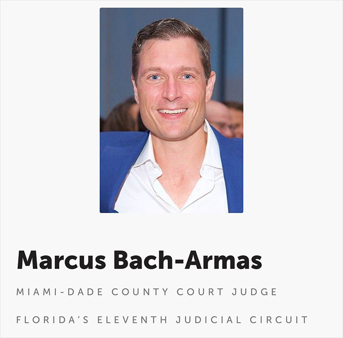Portrait of Miami-Dade court judge Marcus Bach-Armas smiling