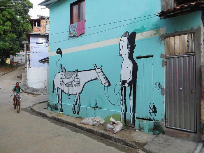 43 Black-And-White Murals By Alex Senna That Turn City Walls Into Stories