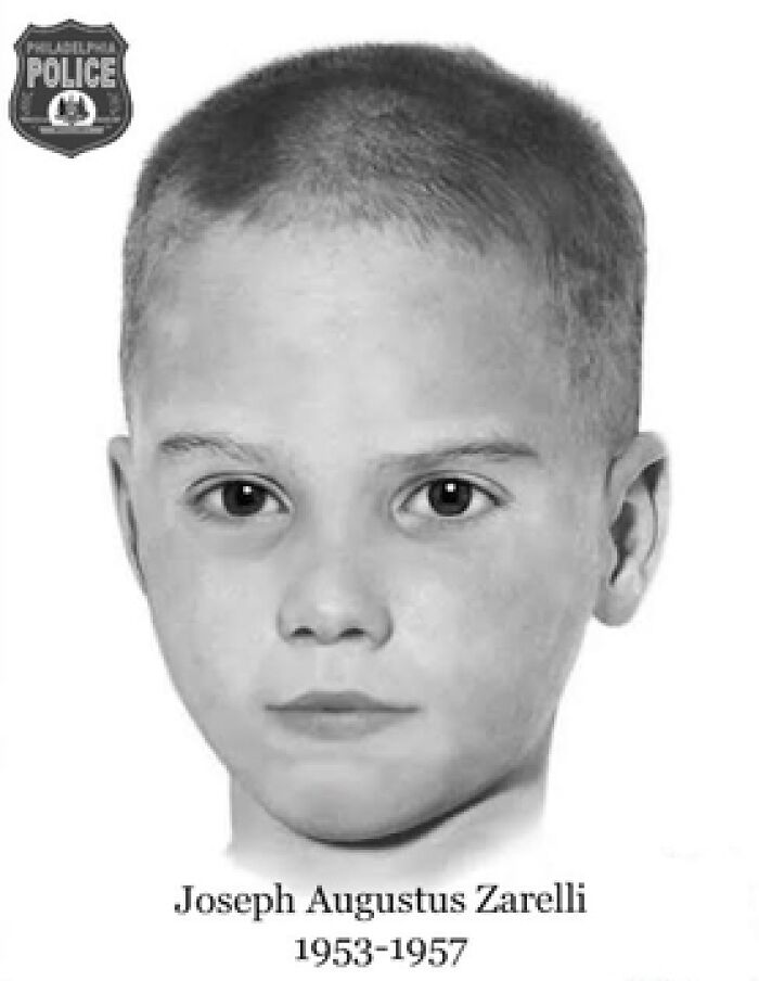 Police sketch of unidentified boy Joseph Augustus Zarelli in solved cold case