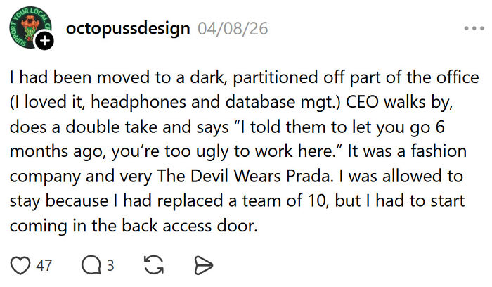 Worst things a boss said about appearance at work in a fashion company