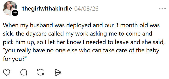 Boss dismissive about childcare during husband's deployment