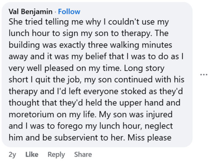 Boss refuses lunch hour for son's therapy, employee quits job for family care