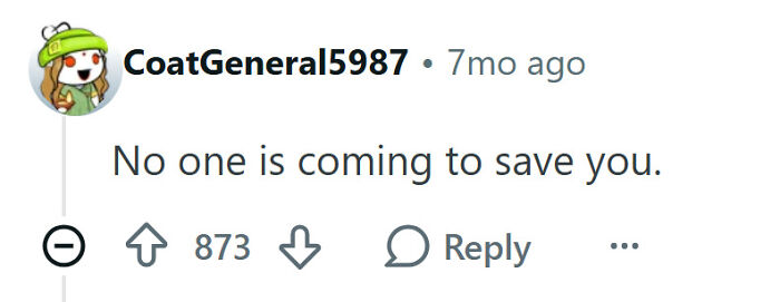 Adult problems no one is coming to save you message with 873 upvotes