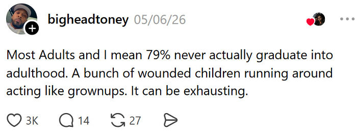 Adult problems about many adults not fully graduating into adulthood