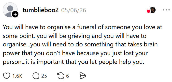 Adult problems about organizing funerals and grieving for loved ones