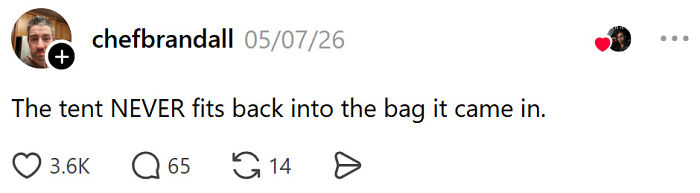 Adult problems about tents never fitting back into their bags after use