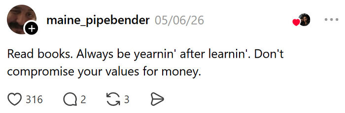 Adult advice encourages reading books and valuing learning over money