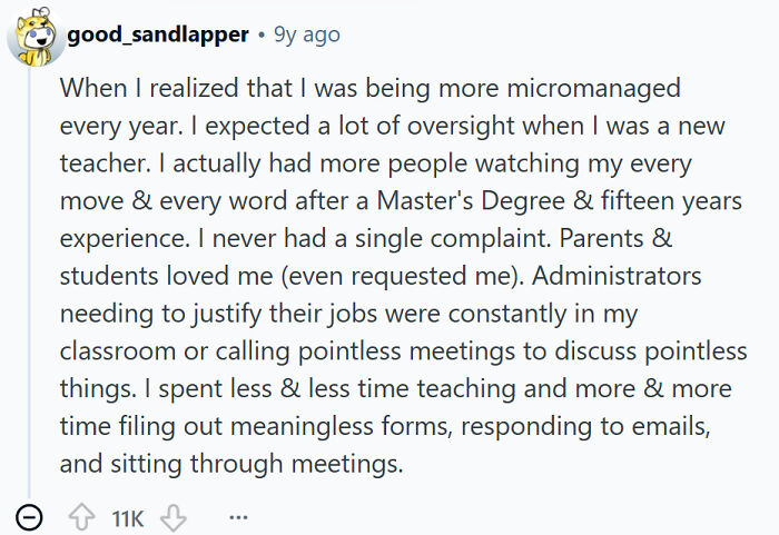 Teacher experiences micromanagement and excessive administrative workload