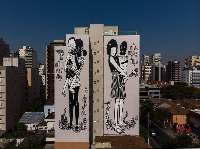 43 Black-And-White Murals By Alex Senna That Turn City Walls Into Stories
