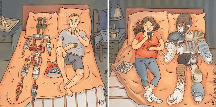 This Lithuanian Artist Turns Cats Into The Stars Of Her Tender Illustrated Stories (50 Pics)