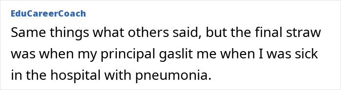Teacher gaslit by principal when hospitalized with pneumonia