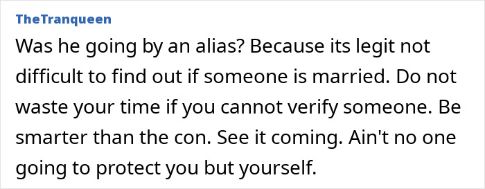 A comment from TheTranqueen on the Lola Young cheating story, discussing how to catch out a married dad.