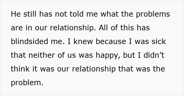 Cancer battle heartbreak as husband won’t discuss relationship problems, wife blindsided Cancer battle heartbreak as husband won’t discuss relationship problems, wife blindsided