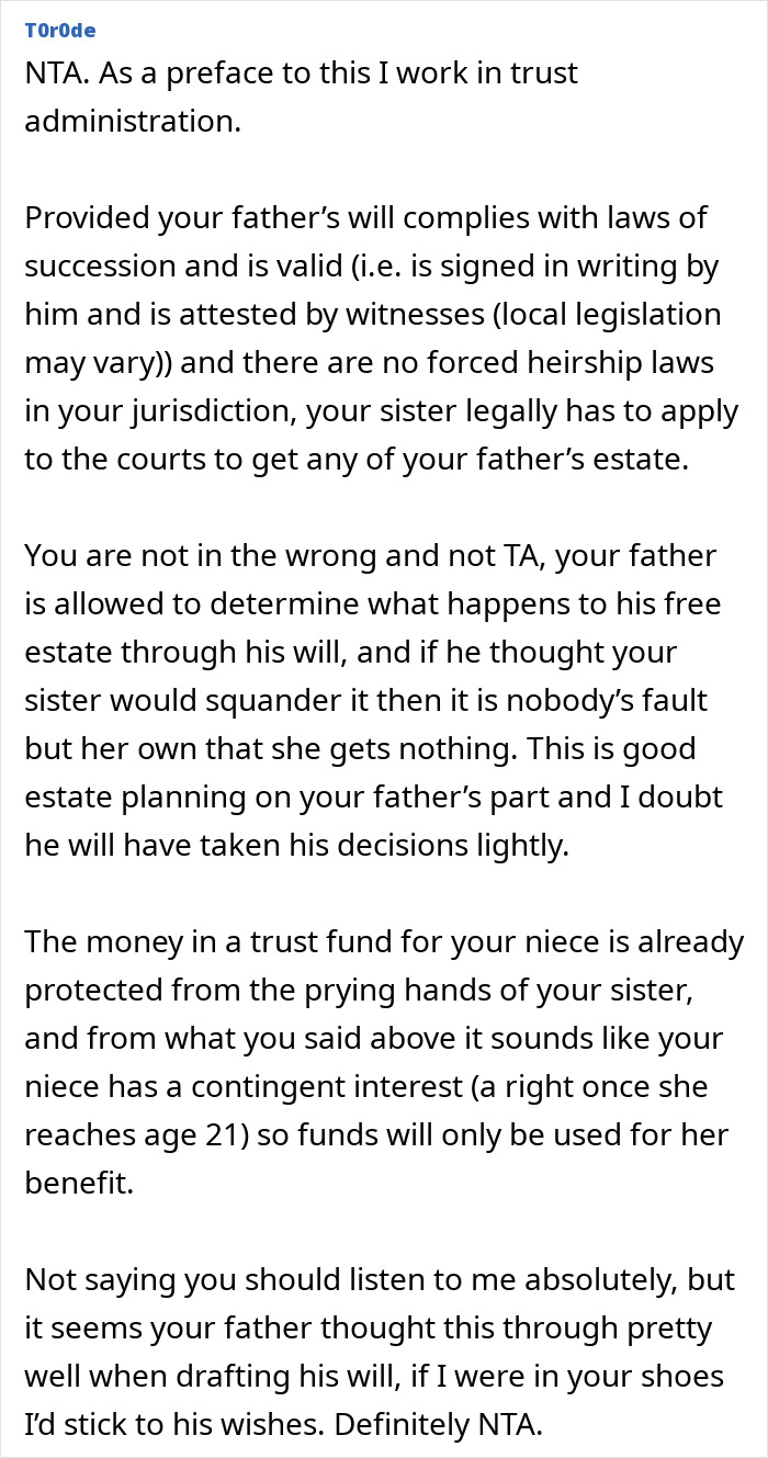 Woman Leeches Off Sick Dad For Years, Shamelessly Demands Half Of Inheritance He Left For Sister Woman Leeches Off Sick Dad For Years, Shamelessly Demands Half Of Inheritance He Left For Sister