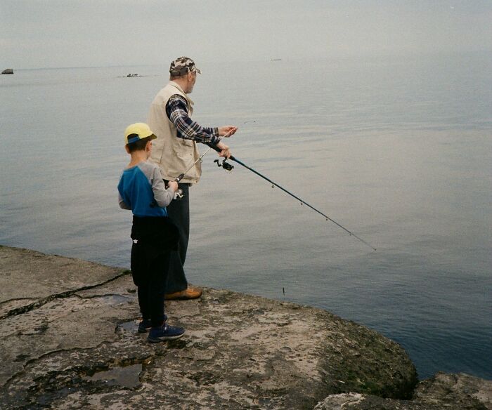 Grandfather and child fishing together illustrating simple shocking facts