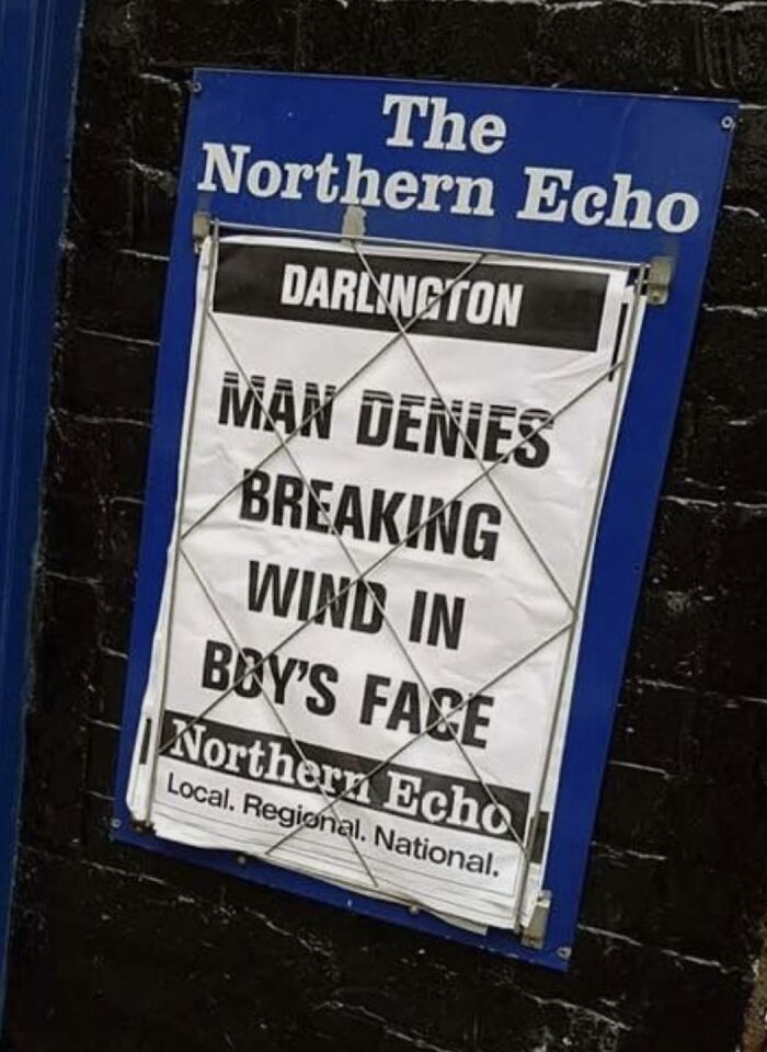 Northern Echo headline denying breaking wind in boy's face
