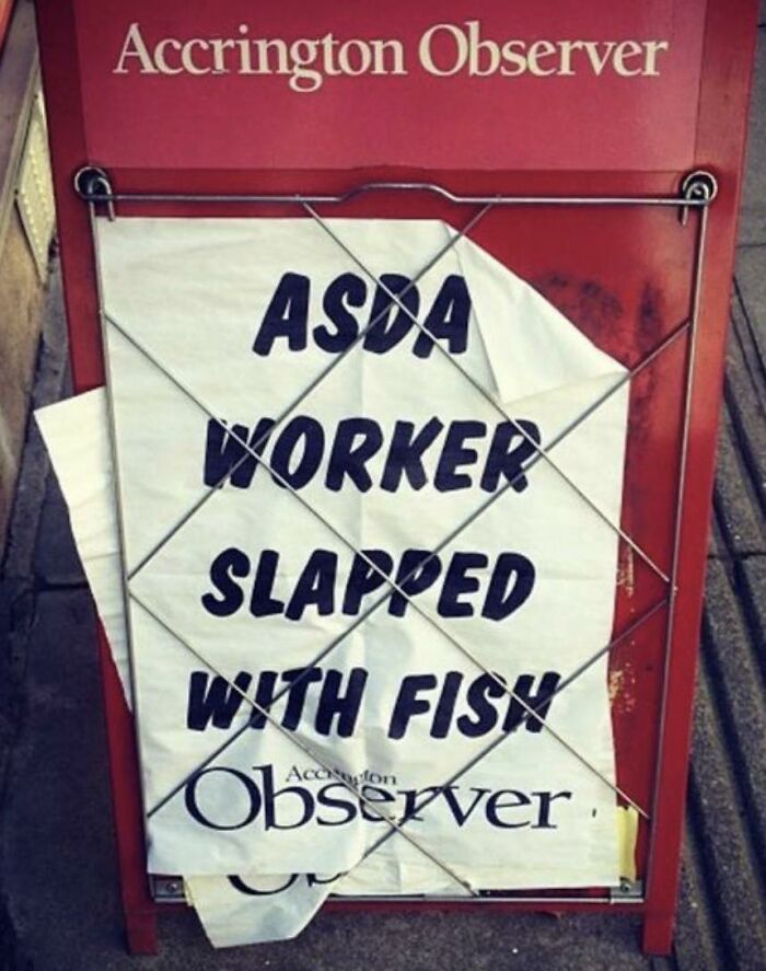Funny newspaper headline about ASDA worker slapped with fish