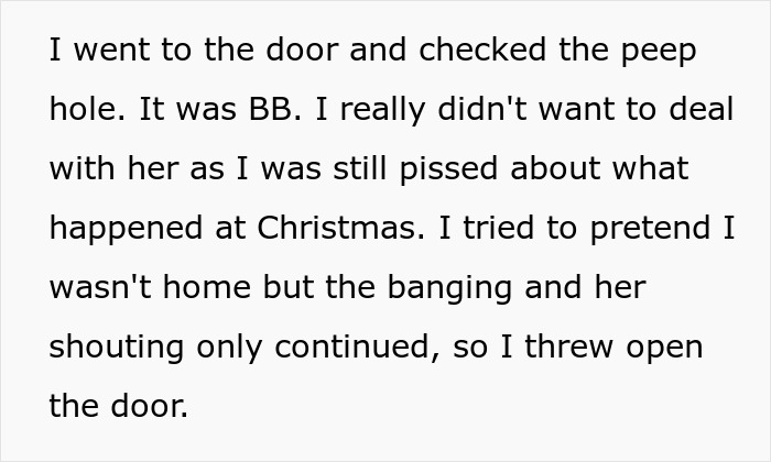 Text from an online post about a MIL who broke into her son's house on Valentine's Day.
