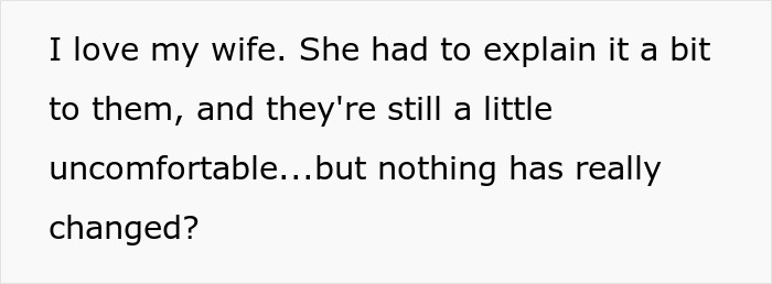Text about loving wife and discomfort after explaining fertility issues Text about loving wife and discomfort after explaining fertility issues