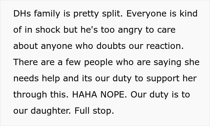 Text from a post discussing MIL refuses to believe allergies, family reactions, and parental duty after an ER visit.