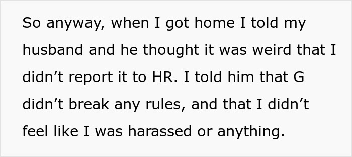 Text of a woman discussing a lunch date with her husband, navigating coworker misunderstandings.