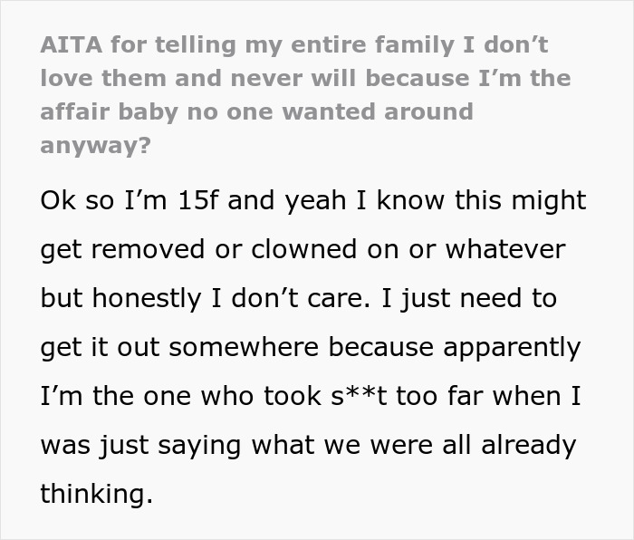 "Family Healing Weekend" Is Ruined After Affair Baby Reveals She Doesn't Love Them, They Are Livid