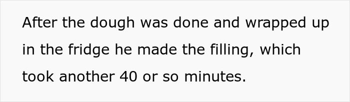 Note on husband preparing ravioli filling after dough refrigerated