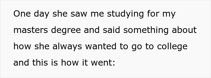 Text about youngest sister's desire for college and sibling revenge situation