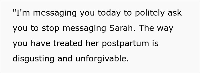 Text with message addressing postpartum treatment and family conflict Text with message addressing postpartum treatment and family conflict