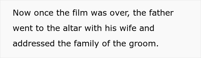 Father addresses groom's family at wedding altar after film ends Father addresses groom's family at wedding altar after film ends