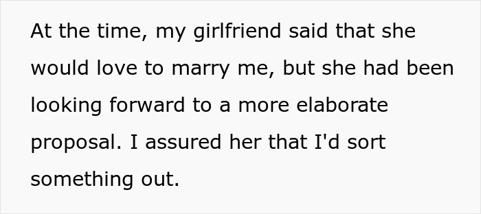 Text about girlfriend wanting a more elaborate marriage proposal