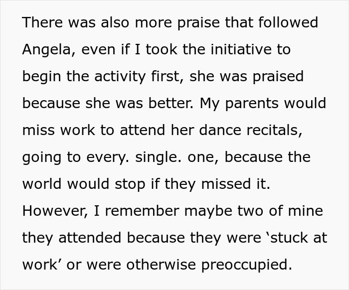 Parents praising sister more despite other sibling's efforts Parents praising sister more despite other sibling's efforts