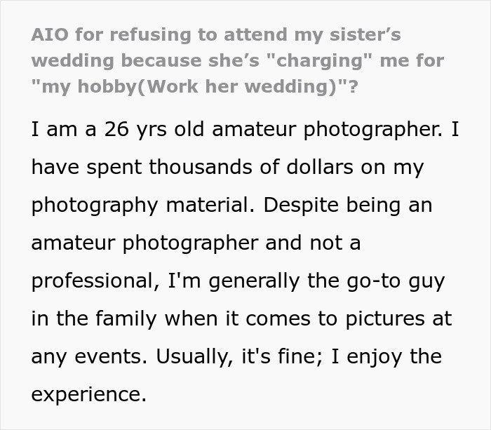 Bride Furious Sibling Refuses To Give Her $500 Wedding Gift After Agreeing To Work For Her For Free