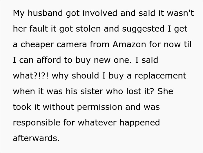 Text screenshot with a woman threatening to sue her sister-in-law. Her husband's fix only makes it worse.