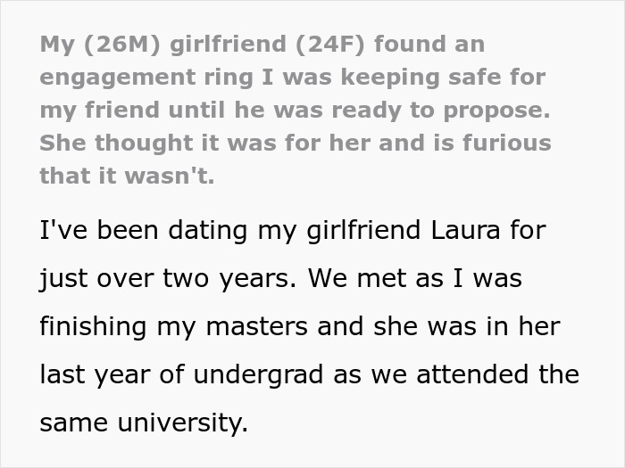 Text excerpt about finding an engagement ring causing relationship conflict Text excerpt about finding an engagement ring causing relationship conflict