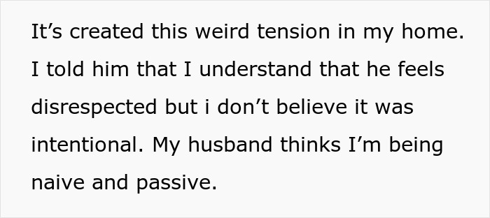Text describing tension in a woman's home, related to a lunch invite and coworker date misunderstanding.