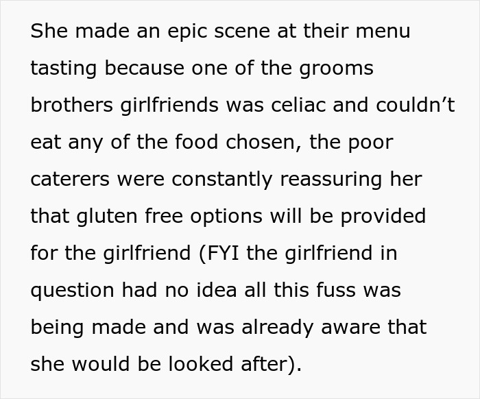 MIL makes scene at menu tasting over gluten-free options for groom's brother's girlfriend MIL makes scene at menu tasting over gluten-free options for groom's brother's girlfriend