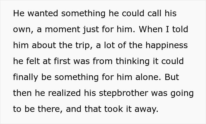 Son Wants To Feel Special By Going On First Vacation With Dad, Refuses To Go If Stepbro Is Going
