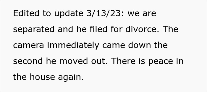 Controlling Man Insists On Keeping Indoor Camera On All The Time, Mad At Wife For Turning It Off Controlling Man Insists On Keeping Indoor Camera On All The Time, Mad At Wife For Turning It Off