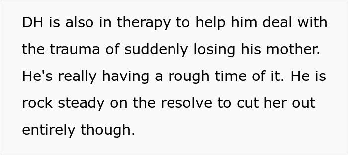 Text from a post discussing MIL refuses to believe grandchild's allergies are real, and the family trauma.