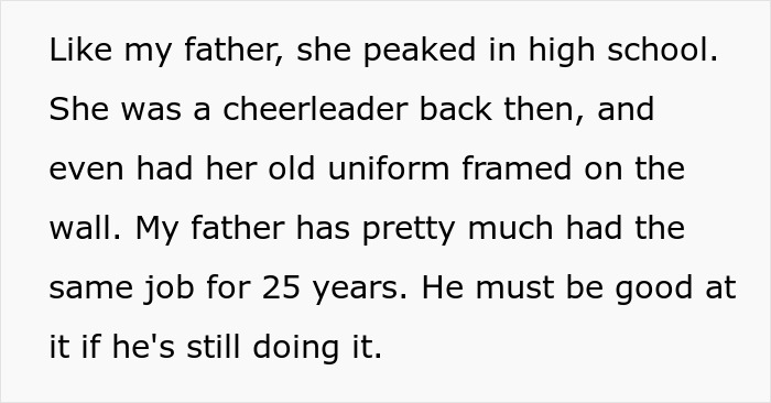 Text excerpt discussing father's long-term job and family background in toxic family story